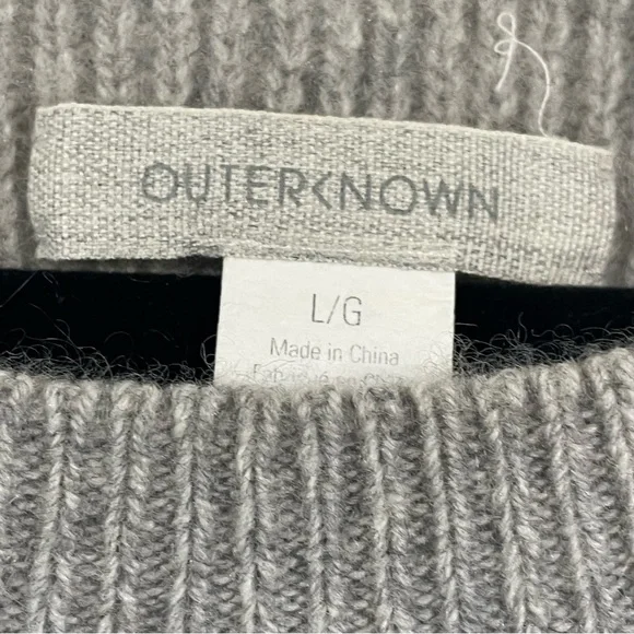 Outerknown Women's Cashmere Waffle Texture Light Gray Crew Neck Sweater Large - Picture 7 of 8